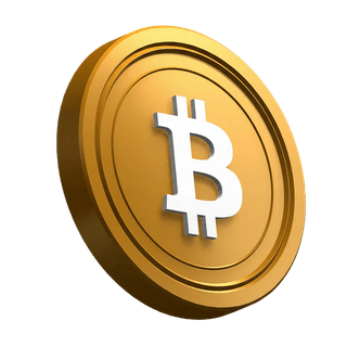 BTC coin, tilted, used as a visual element in the hero section